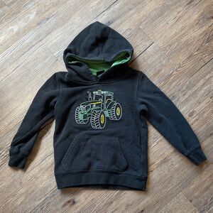 John Deere Black Hoodie with Green Tractor Design